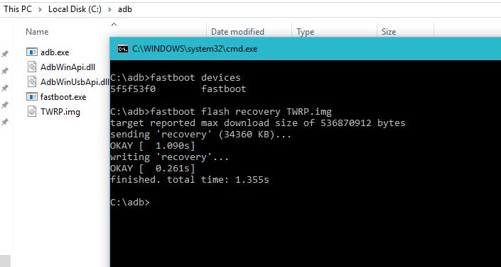 fastboot flash recovery waiting for device
